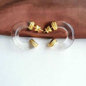 Julie Vos Madison Gold Clear Hoop Earrings